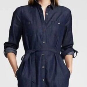 Banana Republic Navy Chambray Full Button Down Collared Dress size 12